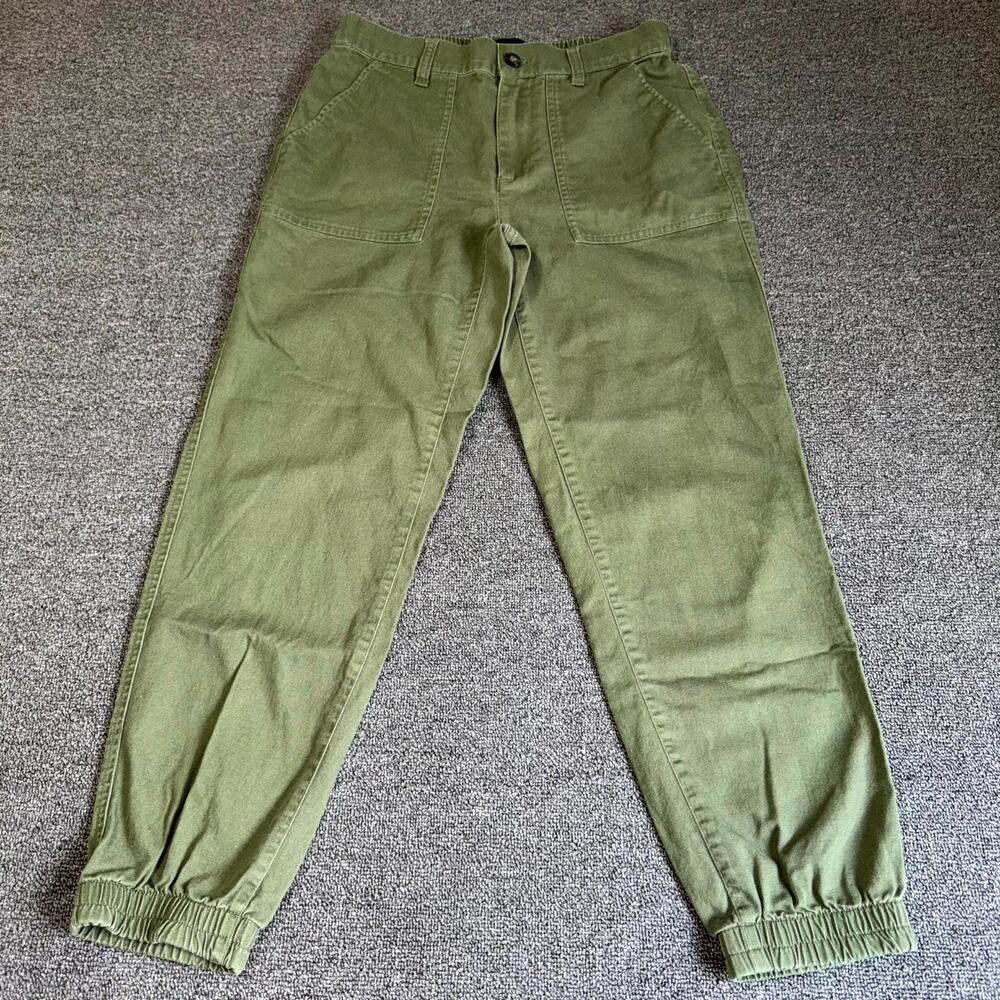 Gap Jogger Pants Womens Small Olive Green‎ Mid Rise Pockets Casual Flat Front